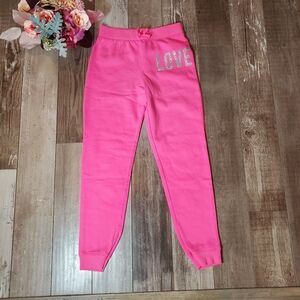 The Children’s Place Pink & Silver LOVE Jogger Sweatpants Girls Size Large 10/12